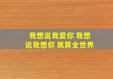 我想说我爱你 我想说我想你 就算全世界